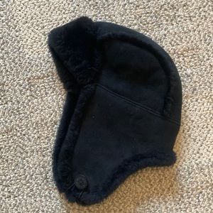 UGG Black Genuine Shearling Trapper Cap Womens